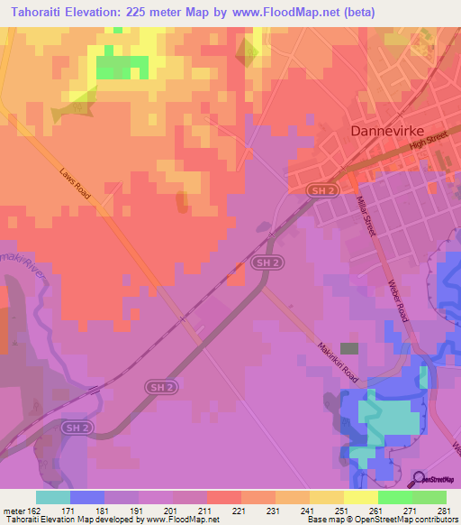 Tahoraiti,New Zealand Elevation Map