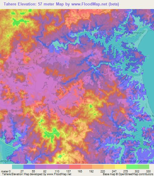 Tahere,New Zealand Elevation Map