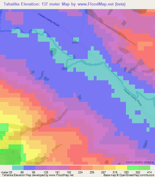 Tahatika,New Zealand Elevation Map