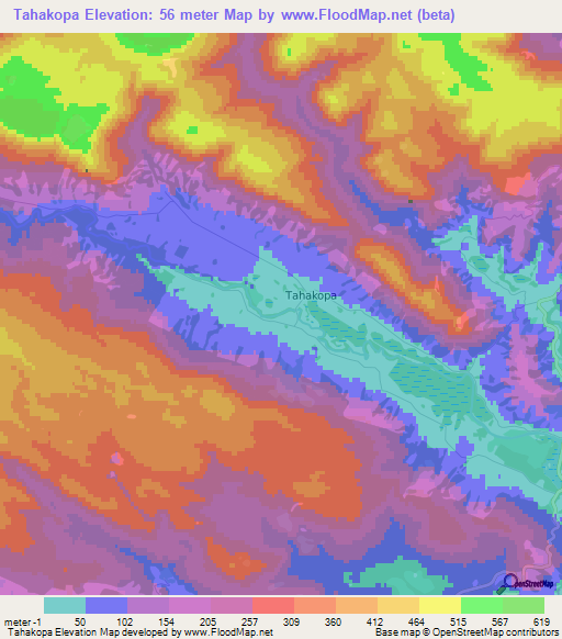 Tahakopa,New Zealand Elevation Map