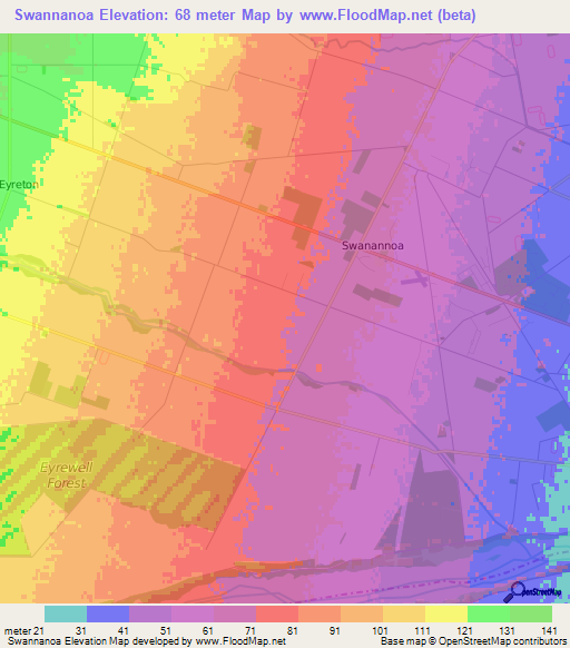 Swannanoa,New Zealand Elevation Map