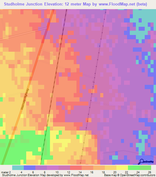 Studholme Junction,New Zealand Elevation Map