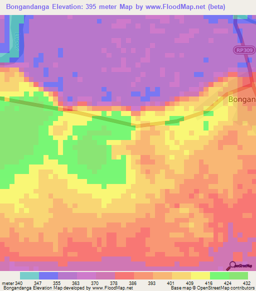 Bongandanga,Congo (Kinshasa) Elevation Map