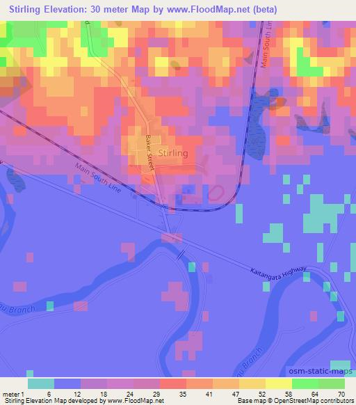 Stirling,New Zealand Elevation Map