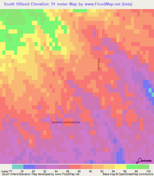 South Hillend,New Zealand Elevation Map