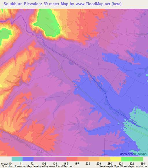Southburn,New Zealand Elevation Map