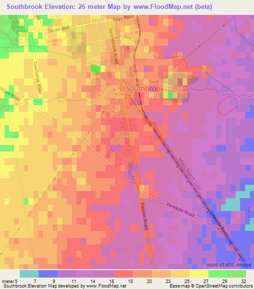 Southbrook,New Zealand Elevation Map