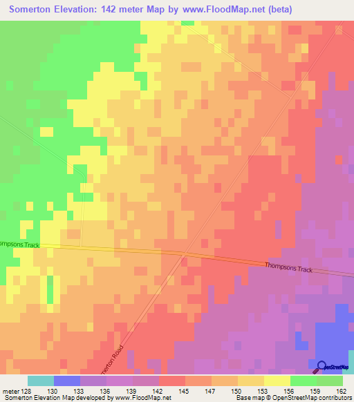 Somerton,New Zealand Elevation Map