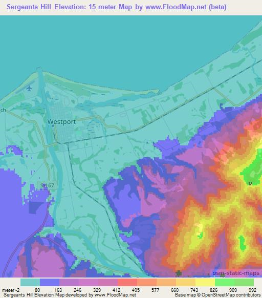 Sergeants Hill,New Zealand Elevation Map