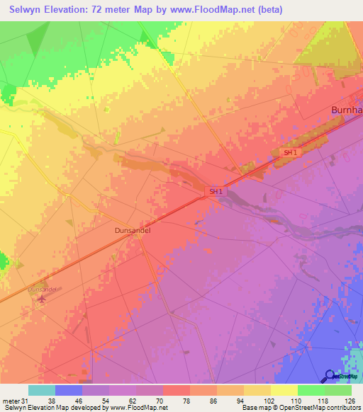 Selwyn,New Zealand Elevation Map