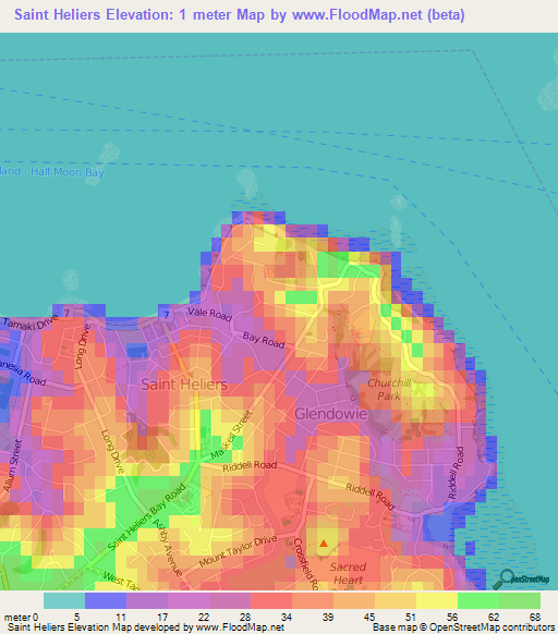 Saint Heliers,New Zealand Elevation Map
