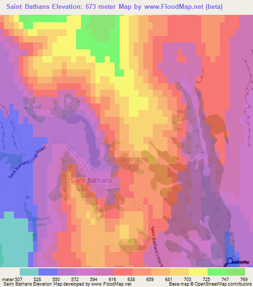 Saint Bathans,New Zealand Elevation Map