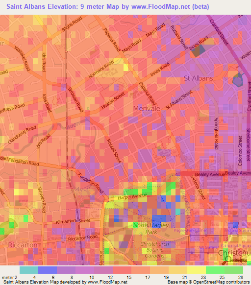 Saint Albans,New Zealand Elevation Map