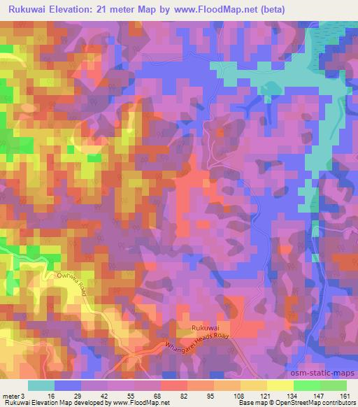 Rukuwai,New Zealand Elevation Map