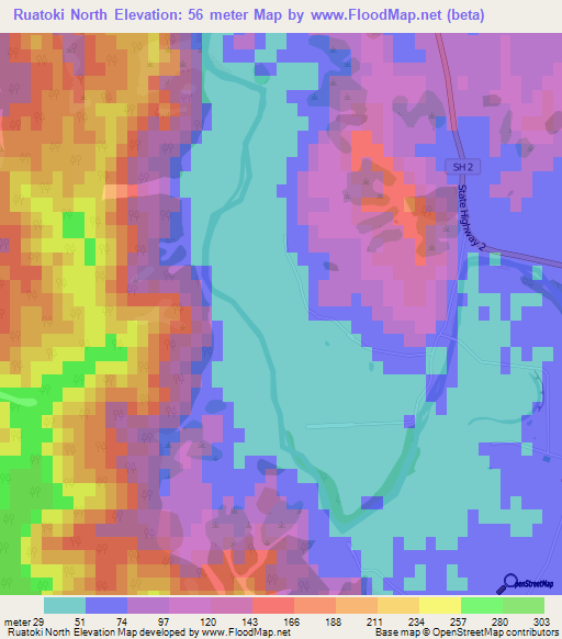 Ruatoki North,New Zealand Elevation Map