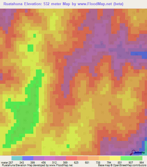 Ruatahuna,New Zealand Elevation Map