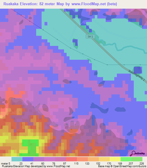 Ruakaka,New Zealand Elevation Map