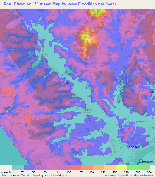 Rotu,New Zealand Elevation Map