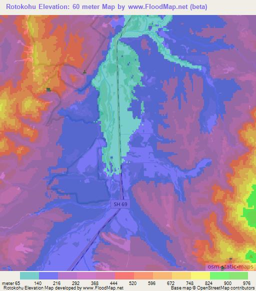Rotokohu,New Zealand Elevation Map