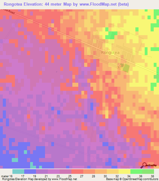 Rongotea,New Zealand Elevation Map