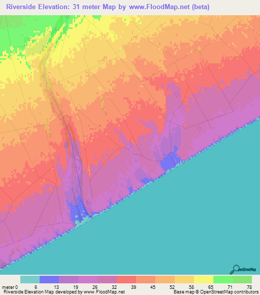 Riverside,New Zealand Elevation Map