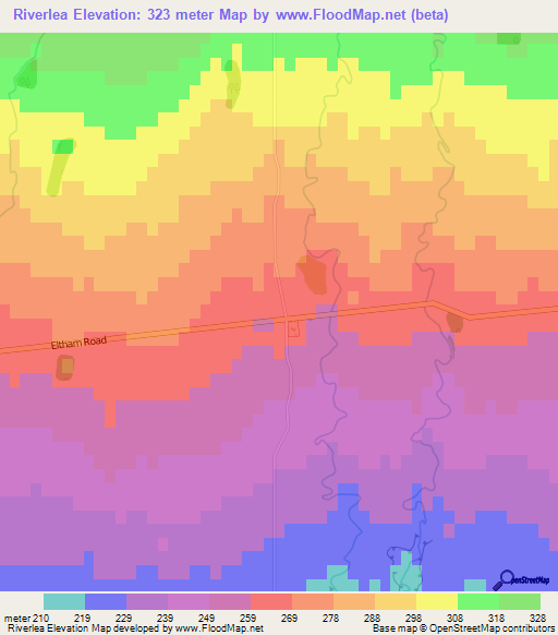 Riverlea,New Zealand Elevation Map