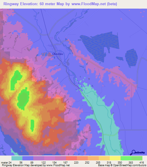 Ringway,New Zealand Elevation Map