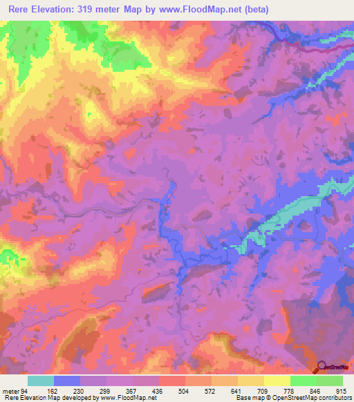 Rere,New Zealand Elevation Map