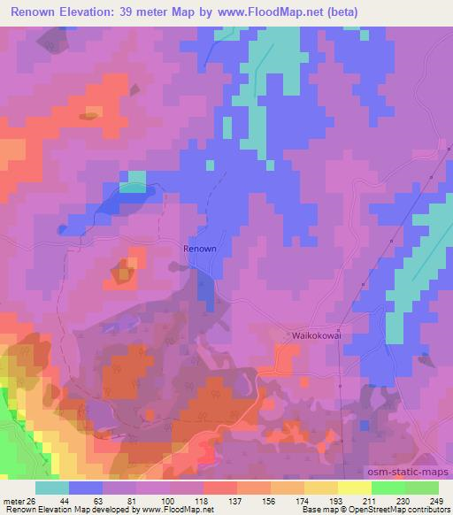 Renown,New Zealand Elevation Map