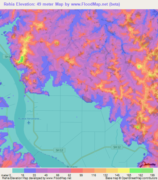 Rehia,New Zealand Elevation Map
