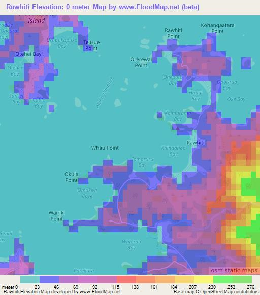 Rawhiti,New Zealand Elevation Map