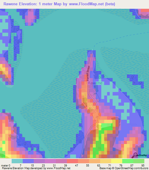 Rawene,New Zealand Elevation Map
