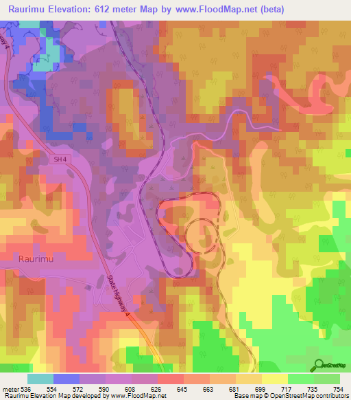Raurimu,New Zealand Elevation Map