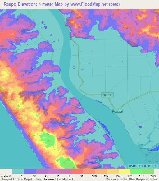 Raupo,New Zealand Elevation Map