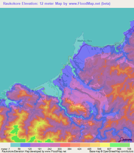 Raukokore,New Zealand Elevation Map