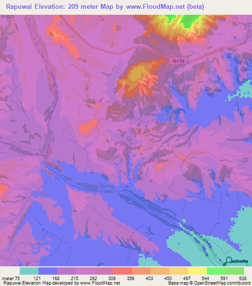Rapuwai,New Zealand Elevation Map