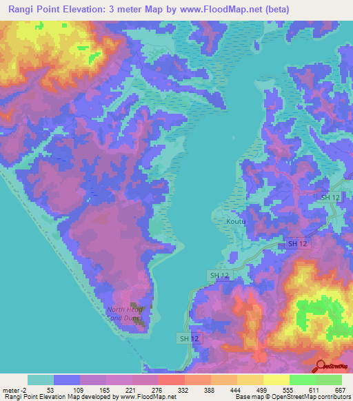 Rangi Point,New Zealand Elevation Map