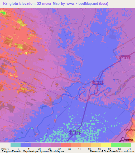 Rangiotu,New Zealand Elevation Map