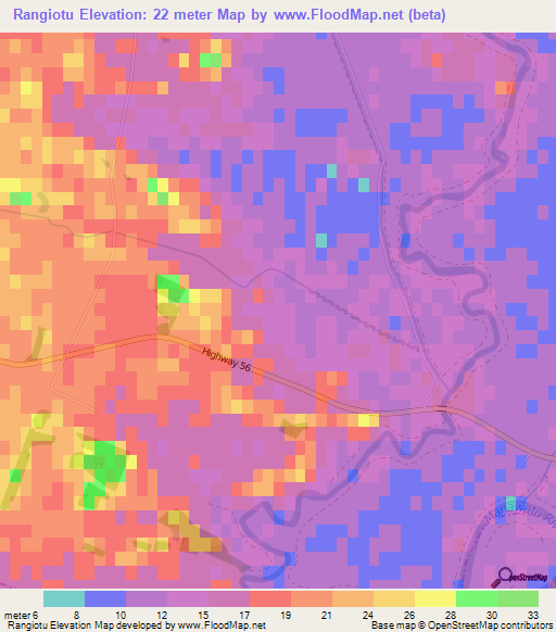 Rangiotu,New Zealand Elevation Map