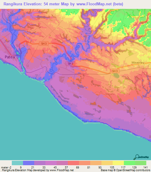Rangikura,New Zealand Elevation Map