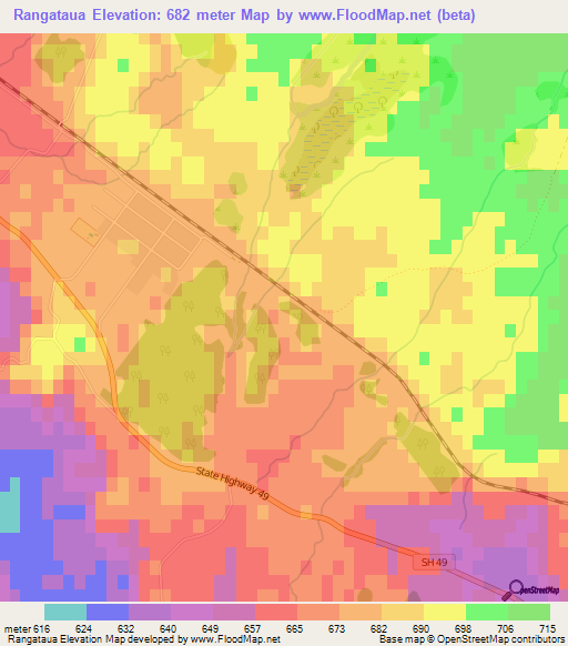 Rangataua,New Zealand Elevation Map