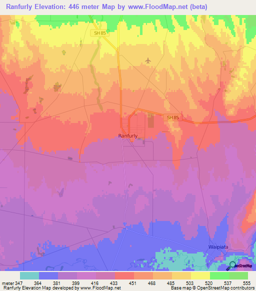 Ranfurly,New Zealand Elevation Map