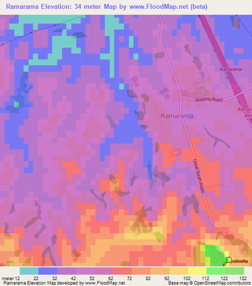 Ramarama,New Zealand Elevation Map