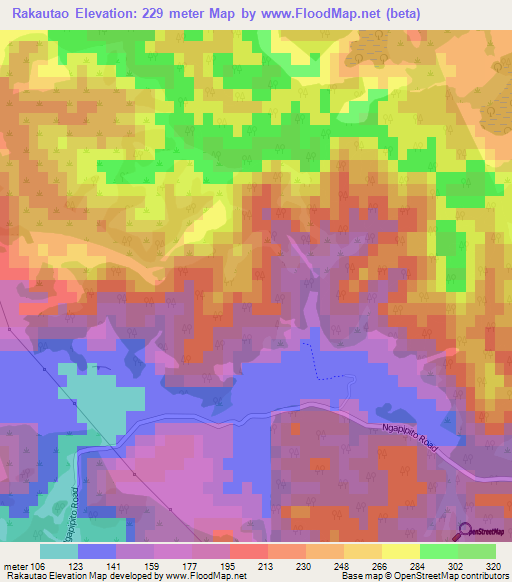 Rakautao,New Zealand Elevation Map