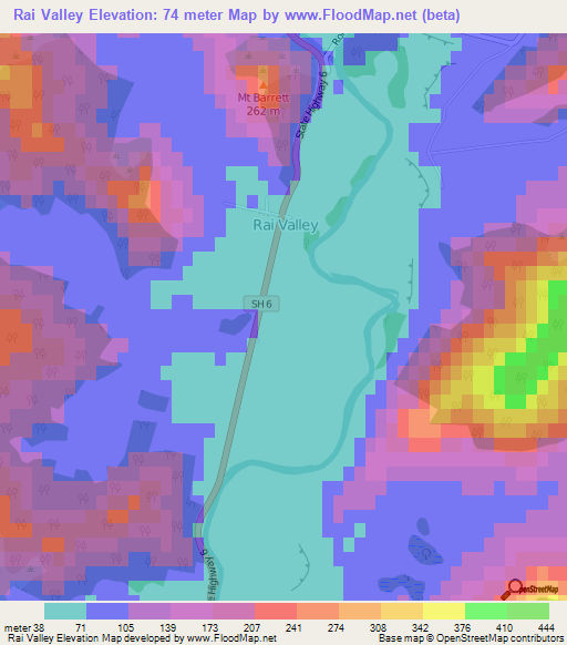 Rai Valley,New Zealand Elevation Map