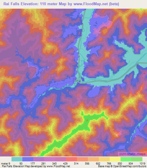 Rai Falls,New Zealand Elevation Map
