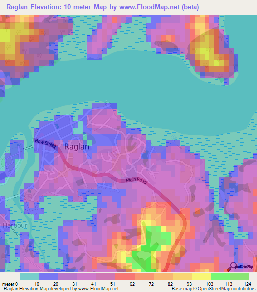 Raglan,New Zealand Elevation Map