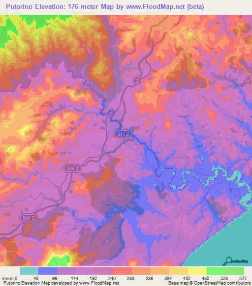 Putorino,New Zealand Elevation Map