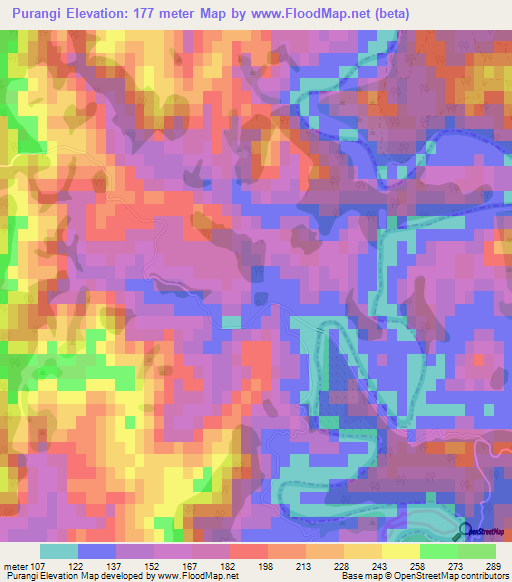 Purangi,New Zealand Elevation Map