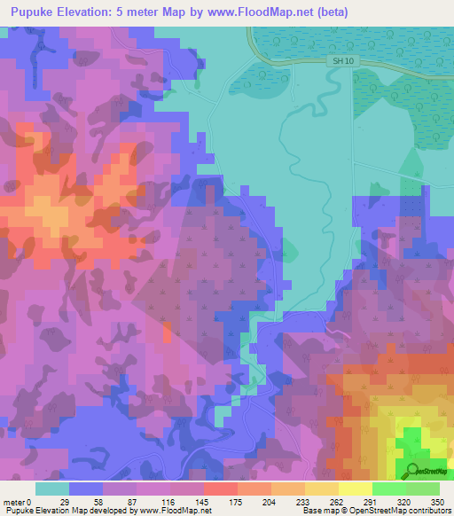 Pupuke,New Zealand Elevation Map